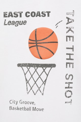 T-shirt en coton imprimé - Blanc cassé