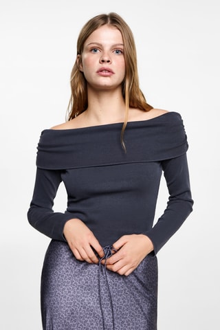 T-shirt épaules dénudées - Bleu marine