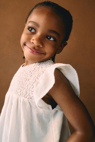 T-shirt détails ajourés - Blanc cassé