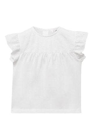 T-shirt détails ajourés - Blanc cassé