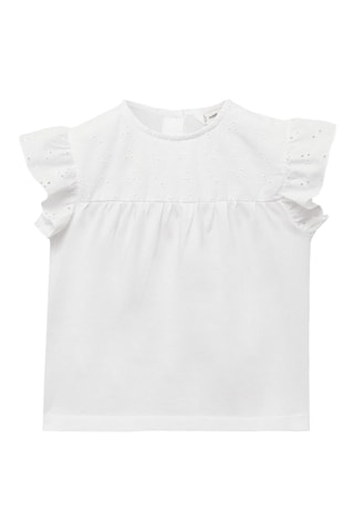 T-shirt détails ajourés - Blanc cassé