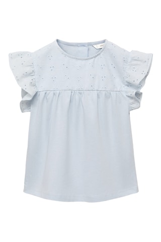 T-shirt détails ajourés - Bleu clair