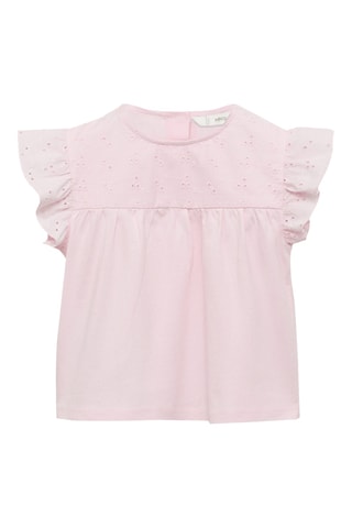 T-shirt détails ajourés - Rose