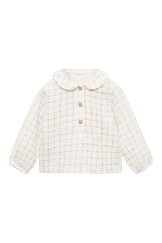 Blouse à carreaux coton - Blanc cassé