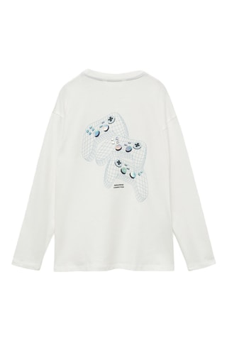 T-shirt manches longues imprimé - Blanc cassé