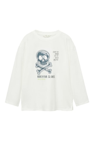 T-shirt tête de mort imprimée - Blanc cassé
