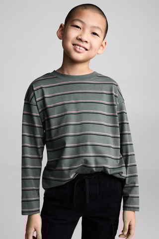 T-shirt oversize rayures - Vert