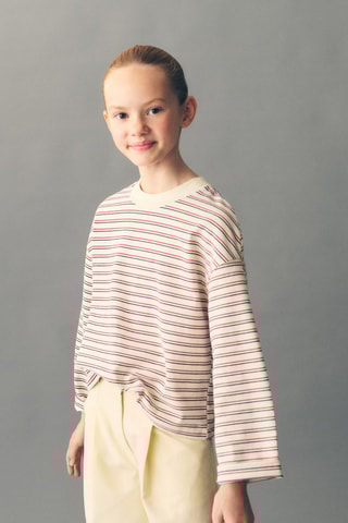 T-shirt imprimé à rayures - Ecru