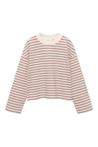 T-shirt imprimé à rayures - Ecru