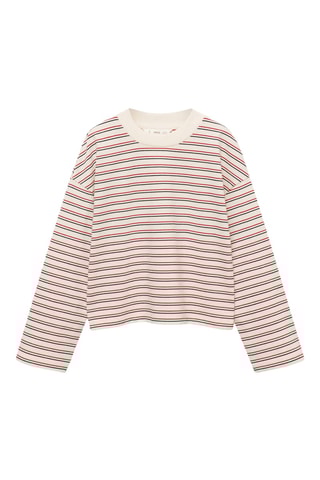 T-shirt imprimé à rayures - Ecru