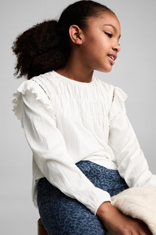 T-shirt manches volantées - Blanc cassé