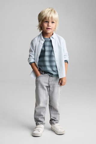 Chemise coton rayures - Vert d'eau