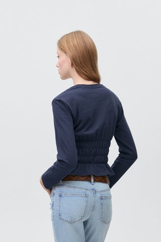 T-shirt taille froncée - Bleu marine