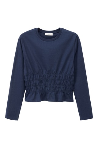 T-shirt taille froncée - Bleu marine