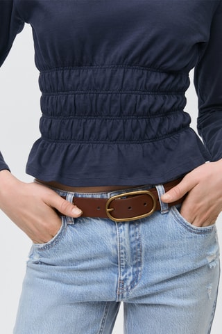 T-shirt taille froncée - Bleu marine