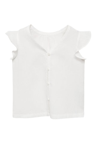 Blouse volantée lin - Blanc