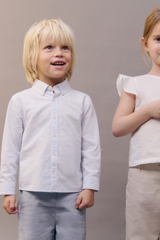Blouse volantée lin - Blanc