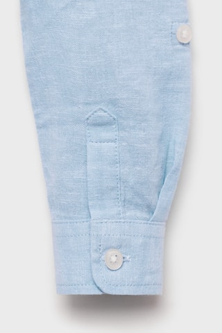 Chemise lin col mao - Bleu clair