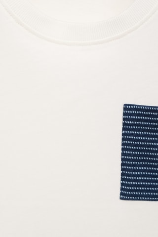 T-shirt coton empiècement - Blanc cassé