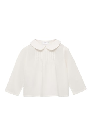 Blouse coton col Claudine - Blanc cassé