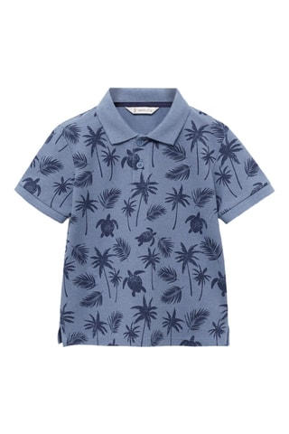 Polo coton imprimé - Bleu