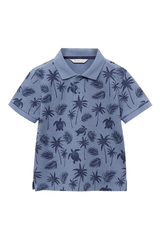 Polo coton imprimé - Bleu