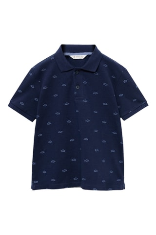 Polo coton imprimé - Bleu marine