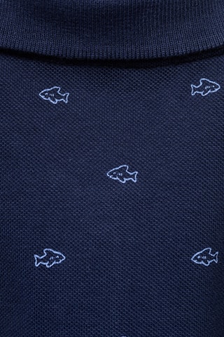 Polo coton imprimé - Bleu marine