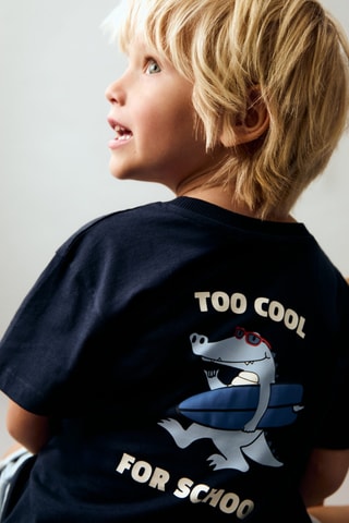 T-shirt imprimé détail relief - Bleu marine