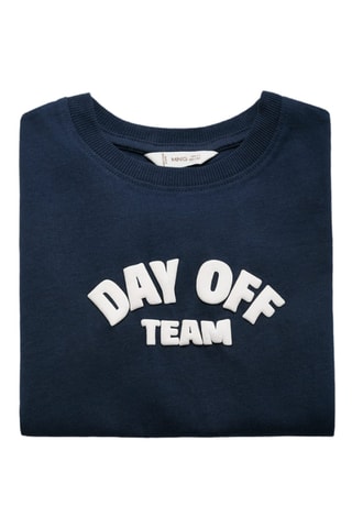 T-shirt imprimé détail relief - Bleu marine