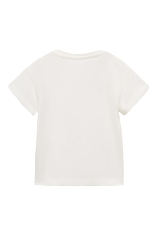 T-shirt coton motif en relief - Blanc cassé