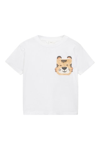 T-shirt imprimé poche - Blanc cassé