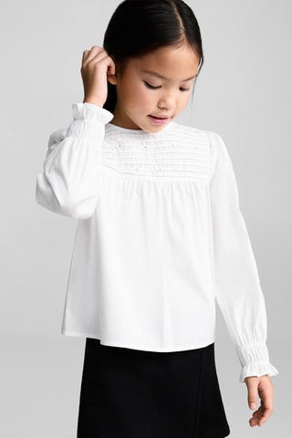 Blouse plissée strass - Blanc