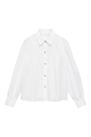 Chemise coton boutons bijoux - Blanc