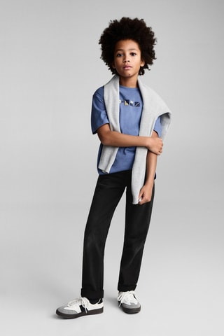 Jean droit bas à revers - Noir