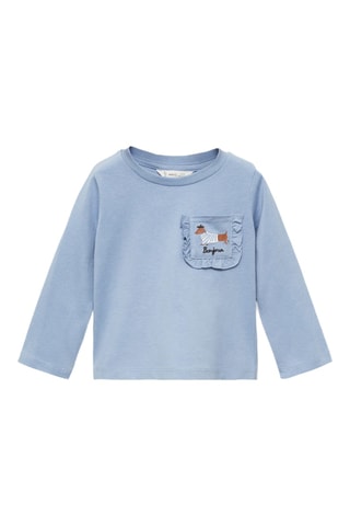 T-shirt poche plaquée - Bleu