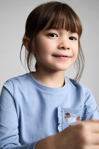 T-shirt poche plaquée - Bleu