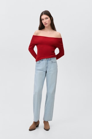 Pull-over épaules découvertes - Rouge