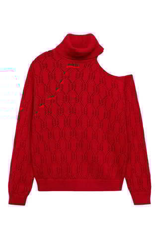 Pull-over maille asymétrique - Rouge