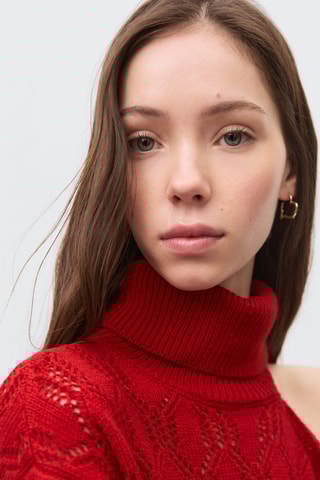 Pull-over maille asymétrique - Rouge