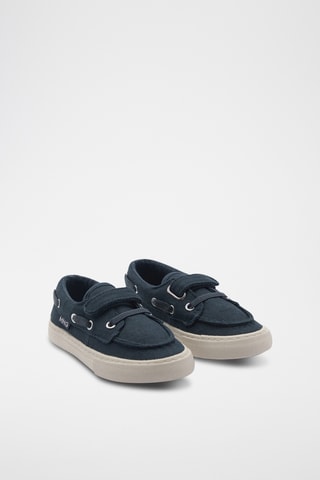 Chaussures bateau à velcro - Bleu