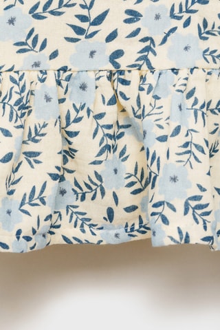 Robe coton imprimée - Ecru