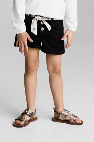 Short en jean ceinture - Noir