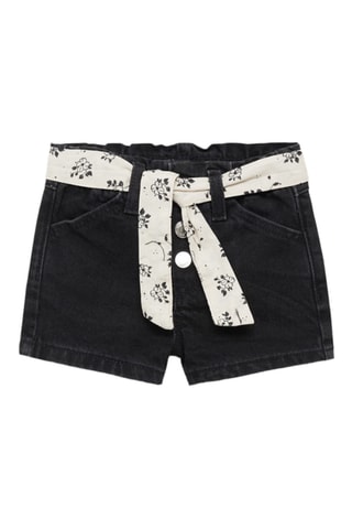 Short en jean ceinture - Noir