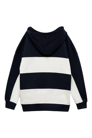 Sweat-shirt rayures capuche - Bleu marine