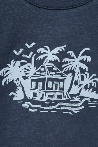 T-shirt coton motif en relief - Bleu marine