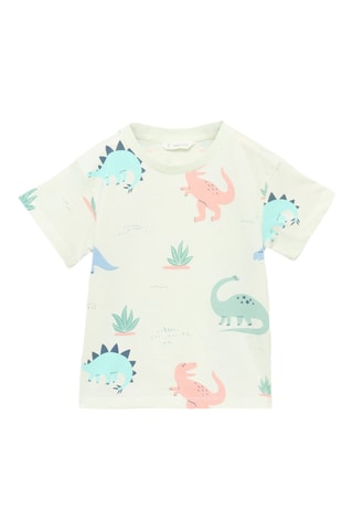 T-shirt coton dinosaure - Vert pastel