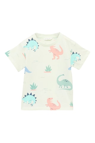 T-shirt coton dinosaure - Vert pastel