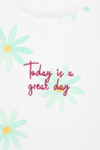 T-shirt brodé imprimé - Blanc cassé