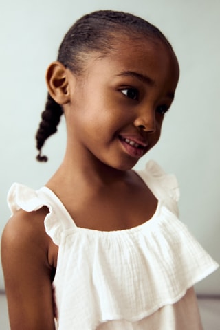 T-shirt volanté texturé - Blanc cassé